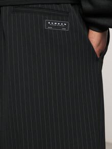 SUMWON Pantalones globo de rayas de sastre - Negro - Ver 5