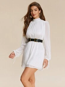 SHEIN Unity Vacation Style Backless Tie Up Strap Dress Fall Cloth For Women - White - View 5