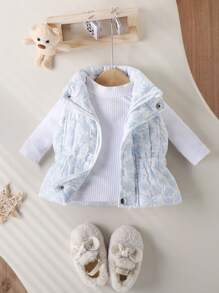 Toddler Girls Cute Fashion Embossed Padded Vest Jacket, Winter