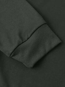 Manfinity Homme Plus Size Men Casual Daily Colorblock Letter Print Loose Fit Sweatshirt, Autumn