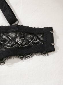 DesireSculpt 1pc Contrast Lace Sexy Push-Up Romantic Underwire Bra Set, For Small Bust Lingerie - Multicolor - View 3