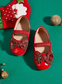 1 双婴儿平底鞋，圣诞派对和新年鞋，适合幼儿女孩，红色，时尚，软底婴儿鞋，适合春季、夏季和秋季 - 紅色 - 查看 1