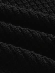 Teens Girls' Black Honeycomb Texture Crochet Decor Collar Sweater Dress, Elegant And Fashionable Design - Black - View 4