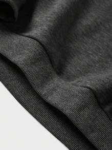 EURMUSE Cotton Men Letter Patched Quarter Zip Sweatshirt - Dark Grey - View 4