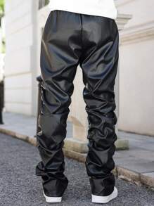 Manfinity Streetrush Pantaloni casual plissettati da uomo per lo streetwear in autunno, pantaloni lunghi dritti con pieghe per uscire, stile hip hop, adatti come regalo per il marito o il fidanzato