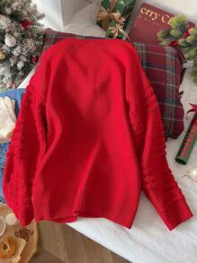 SHEIN Frenchy 大码女式圣诞精神针织毛衣，红色，温暖，舒适，时尚百搭，秋冬