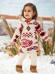 女婴图案羊毛连帽户外连衣裙 - 彩色 - 查看 6