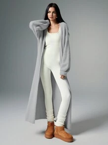 Poéselle 女士休闲纯色落肩宽松开衫秋冬季