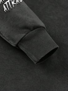 ROMWE MEN Goth Sudadera con capucha de manga larga con estampado de calavera y letras para hombres
