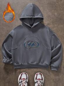 Manfinity VCAY sweat-shirt à capuche ample et décontracté doublé de thermique pour hommes, automne/hiver