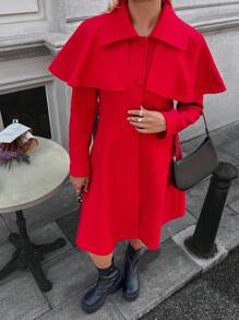 Calvaya Women's Solid Color Lapel Front Button Elegant Long Sleeve Overcoat Thermal