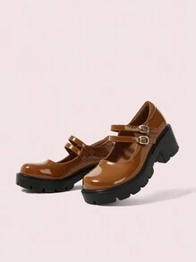 CUCCOO DOLLMOD Round Toe Comfortable Brown Fashionable Sweet Ladies Wedge & Platform Slip-On Shoes - Brown - View 6