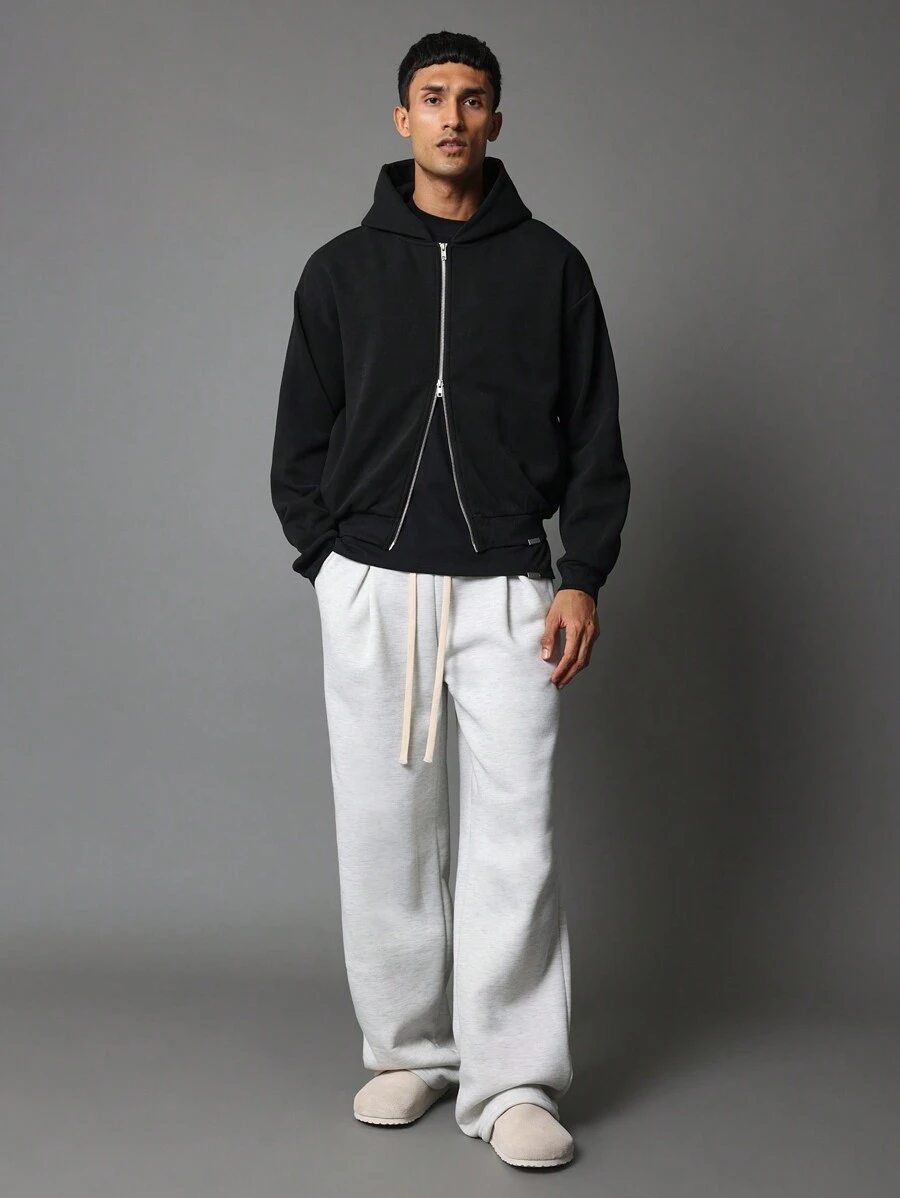 SUMWON Heavy Weight Full Zip Oversized Hoodie - Black - View 1