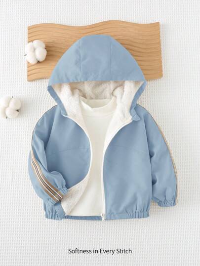 Cozy Pixies 男婴撞色带休闲连帽夹克