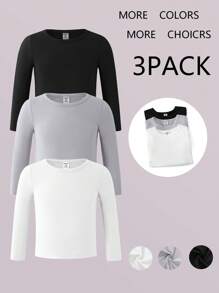 Set de 3 piezas de ropa para niña bebé de uso diario, cómoda blusa de manga larga que combina para interior y exterior - Blanco y Negro - Ver 1