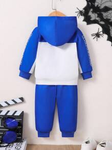 Bộ 2 món/Bộ quần áo trẻ em từ 6 tháng đến 3 tuổi Áo nỉ thể thao thường ngày có in hình mạng nhện và nhện và quần nỉ, thích hợp mặc hàng ngày, đi học, thể thao, đi chơi, dạo phố và tiệc Halloween vào mùa thu đông - Màu xanh lam - Xem 2