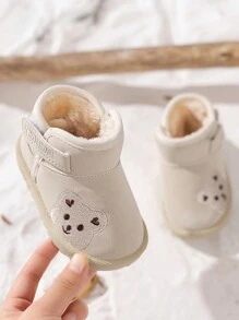 New Autumn/Winter Kids Fashion Casual Snow Boots, Outdoor Non-Slip Warm Lined Infant/Toddler Boots - Beige - View 3