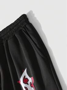 ROMWE MEN Street Life 男士图案印花休闲连帽衫和长裤运动服 - 白色 - 查看 5