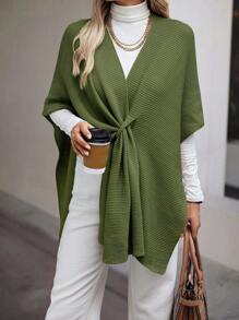 SHEIN LUNE Áo cánh dơi trơn cho nữ, mặc hàng ngày - xanh quân đội - Xem 8