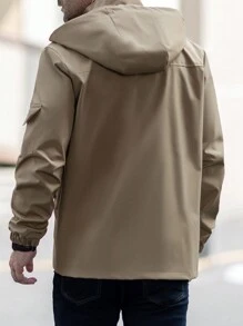 Manfinity Homme Men's Hooded Long Sleeve Fashion Zipper Casual Street Wear Jacket