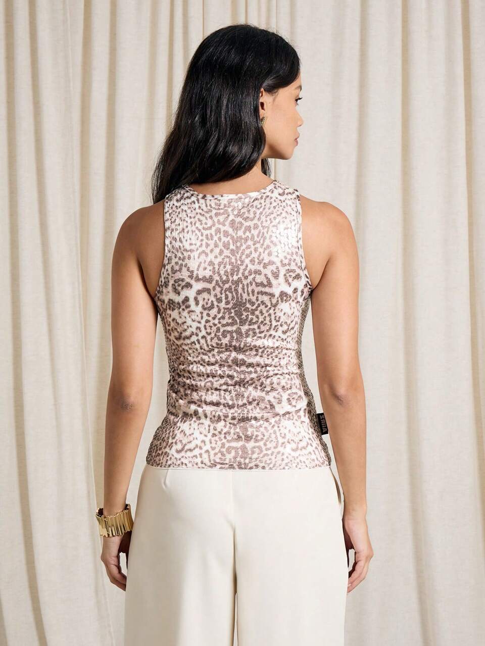 Rave Leopard Print Sequin Sleeveless Tank Top