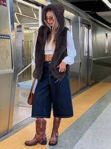 Aveloria Affinna 冬季新款女士背心、拉链短夹克 - 棕色 - 查看 3