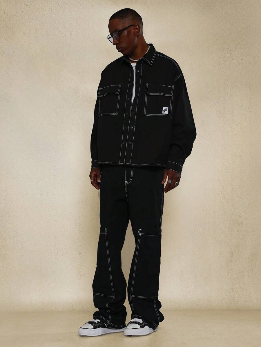 SUMWON Twill Long Sleeve Shirt And Cargo Pant With Contrast Stitching 2