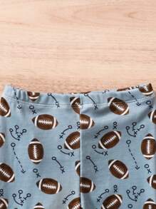 2 件装男婴足球全身印花长袖上衣和紧身裤贴身睡衣套装 - 彩色 - 查看 6