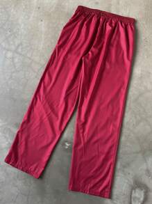 PAVTROS Quần lưng thun in chữ thường ngày cho nam, quần đỏ, in ngọn lửa - Đỏ - Xem 2