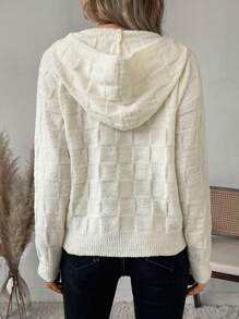 SHEIN LUNE 女士休闲纯色落肩宽松连帽纹理毛衣