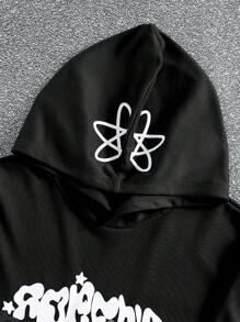 Tween Boys' Long Sleeve Letter Print Minimalist Sweatshirt, Casual For Daily Wear - Black - View 5