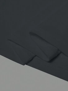 Manfinity Homme Men's Casual Everyday Button-Front Half-Placket Long Sleeve Polo Shirt, Autumn, For Fall - Dark Grey - View 5