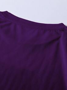 Claim Dot Camiseta de manga corta casual con cuello redondo y estampado de dibujos animados para hombres - Morado - Ver 4