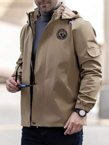 Manfinity Homme Men's Hooded Long Sleeve Fashion Zipper Casual Street Wear Jacket