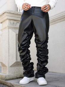 Manfinity Streetrush Pantaloni casual plissettati da uomo per lo streetwear in autunno, pantaloni lunghi dritti con pieghe per uscire, stile hip hop, adatti come regalo per il marito o il fidanzato