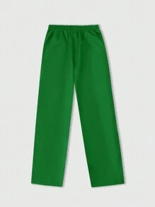 Manfinity Homme Pantalones de chándal informales con cordón en la cintura y estampado de letras para hombres de talla grande