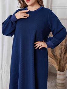 Mulvari 女式纹理套头休闲大码运动衫连衣裙，适合秋冬季，休闲连衣裙运动衫，适合日常休闲/居家