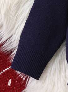 SHEIN Maglione a maniche lunghe casual da ragazzo con stampa a righe e blocks di colore sul colletto