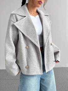 Flirla Women's Solid Color Front Button Long Sleeve Lapel Neck Minimalist Blouse, Casual Everyday Wear - Apricot - View 5