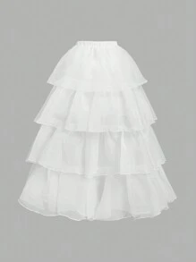 SHEIN MOD 复古白色华丽二合一连衣裙，带可拆卸多条下摆 - 宫廷风格、生日、秋季婚礼宾客、茶会礼服、狂欢节礼服 - 白色 - 查看 5