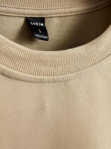 Manfinity Homme Men's Graphic & Letter Print Round Neck Long Sleeve Sweatshirt - Khaki - View 5