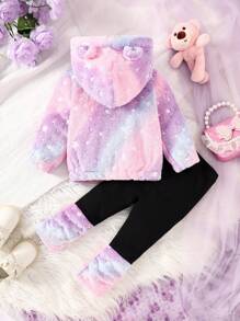 女婴冬季夹克新款时尚休闲可爱风格彩色拼接保暖服装 - 粉色 - 查看 2