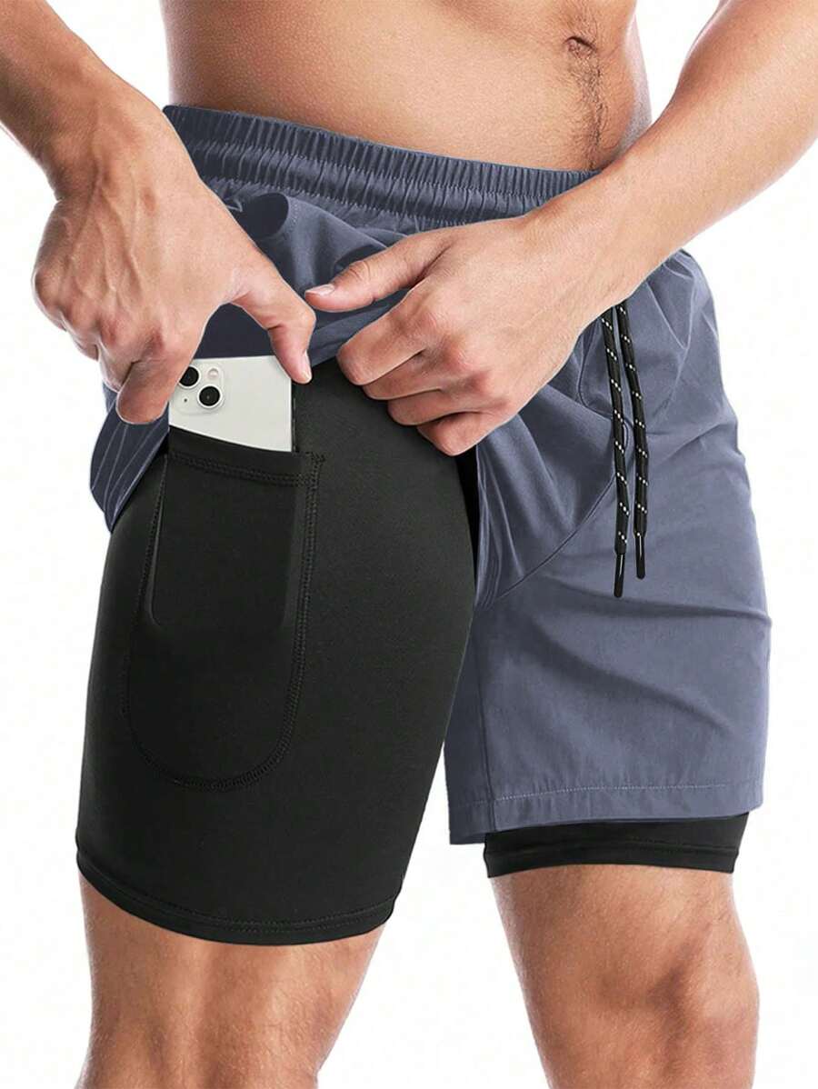 Gym Rark 男友风男士抽绳腰口袋日常健身运动短裤灰色短裤 - 淺灰色 - 查看 1