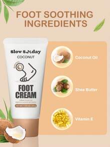 SlowSunday Coconut Foot Cream, With Coconut Oil, Shea Butter & Vitamin E ,Soothe, Improve Dead Skin, And Deeply Nourish, Cozy Winter Styles, Suitable For Winter, Y2K, For Valentine's Day, Valentines Gift, Valentines Day Gift, Ideal For Party - Beige - View 4