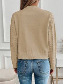 SHEIN Unity Cardigan Minimalis Lengan Panjang dengan Desain Kasual dan Tali Pengikat untuk Wanita, Cocok untuk Musim Gugur. - Aprikot - View 2