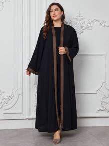 Al Najma Women Arabian Zipper Front Loose Casual Plus Size Dress, Elegant Modest Long Sleeve Open Abaya, For Casual Daily, Robe