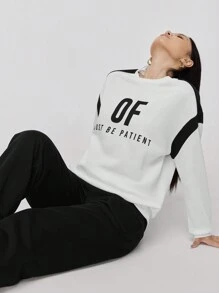 Mulvari Bộ 2 quần áo thể thao in chữ thường ngày cho nữ có lót nhiệt - Nhiều màu - Xem 1