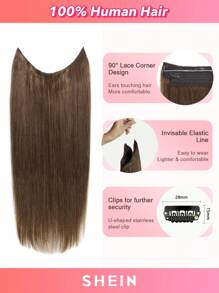 Halo Invisible Wire Human Hair Extensions With Transparent Headband Adjustable Size Removable Secure Clips Hair Extensions