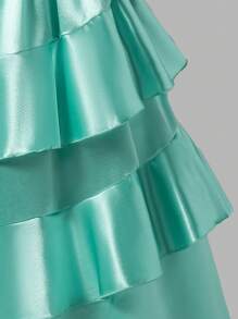Tween Girl Graceful Ruffle Hem A-Line Skirt, Autumn - Baby Blue - View 4