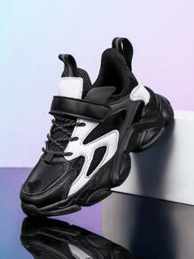 Teenager Jungen Lässig Sneaker mit niedrigem Schaft, farblich abgestimmte altmodische Chunky Sneaker mit verstellbarem Klettverschluss für einfaches An- und Ausziehen, geeignet für den täglichen Gebrauch und den Campus, bunte Herbst-/Wintersenker